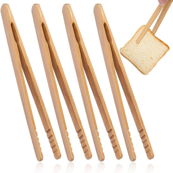 Toasttangen, set van 2 stuks, bamboe, herbruikbaar, klassiek