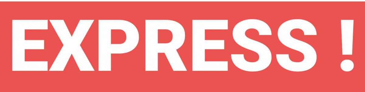 Express! sticker, oranje wit 300 x 75 mm