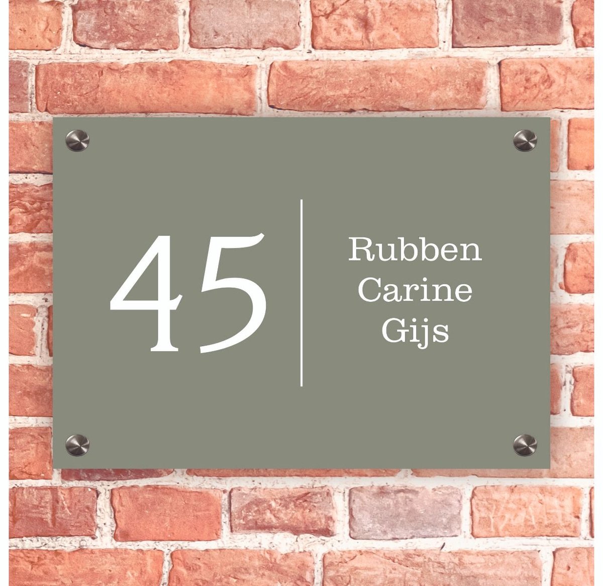 Naambordje voordeur rechthoek groen - 20x14cm - Incl. RVS bevestigingsmateriaal