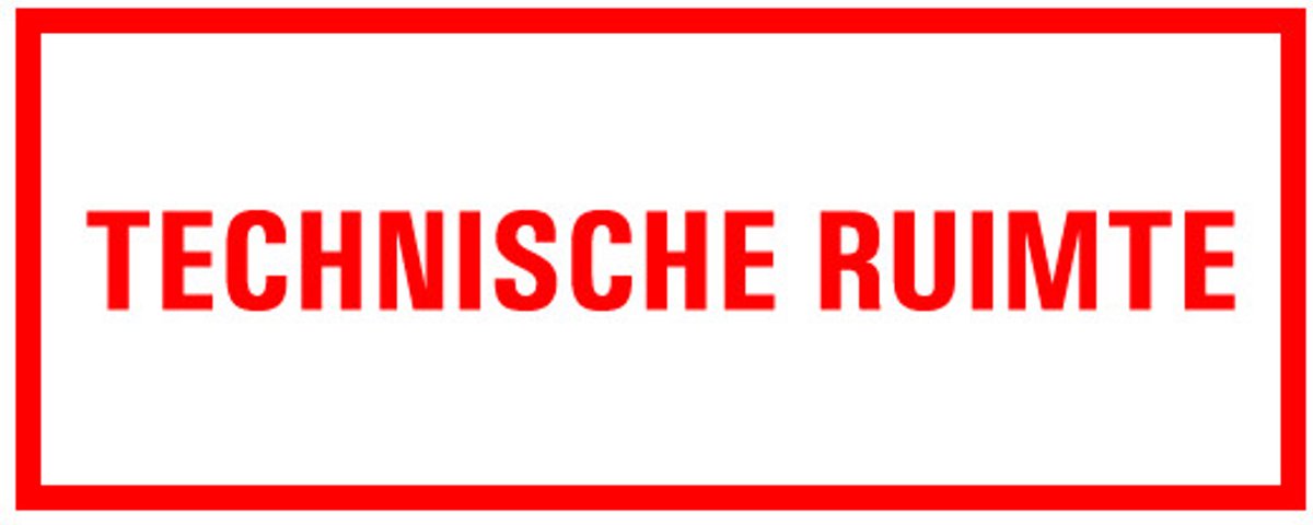 Technische ruimte tekststicker 200 x 75 mm