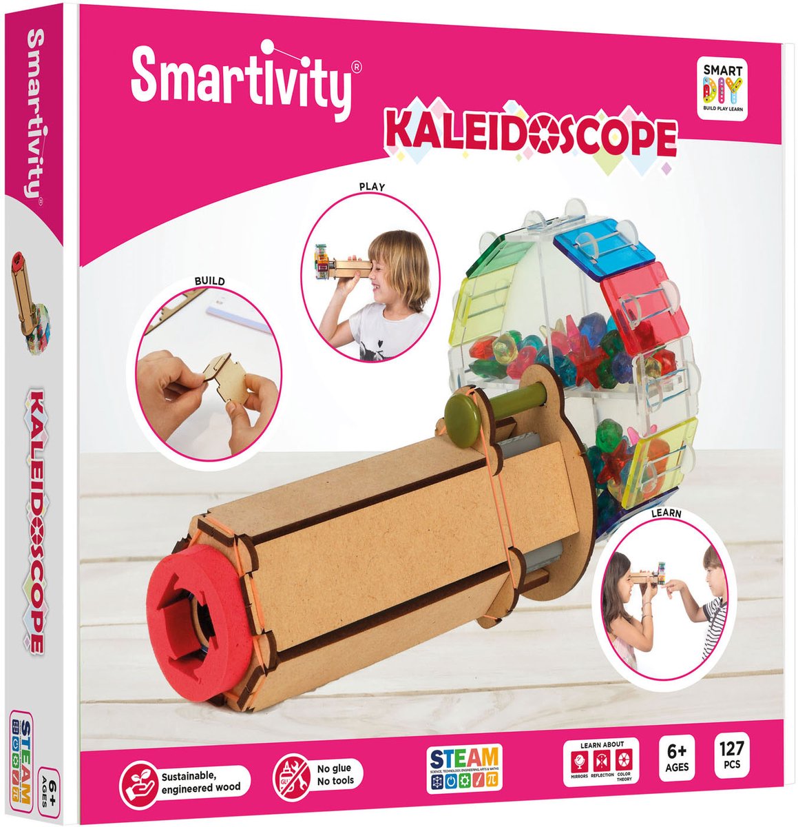 Smartivity Mechanische Kaleidoscope - Houten 3D Bouwpakket & Caleidoscoop - Duurzaam Constructiespeelgoed & Modelbouw - Cadeau voor Jong & Oud - Vanaf 8 Jaar tot Volwassen