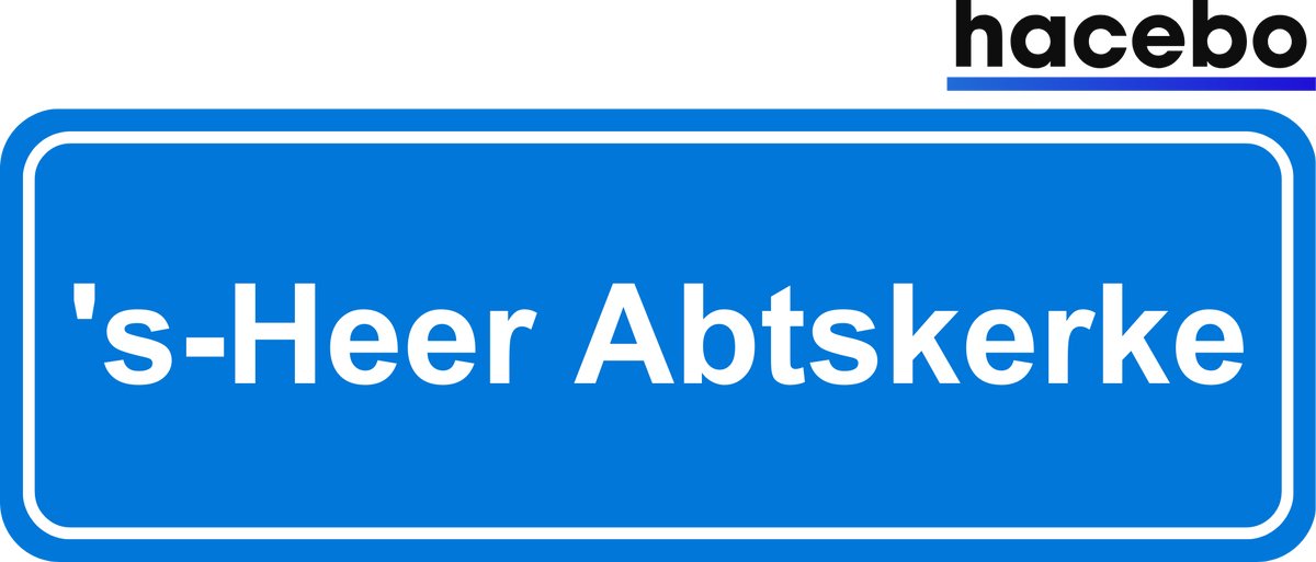 Hacebo - Plaatsnaam Sticker - 29x10 CM - 's-Heer Abtskerke sticker - Verkeersborden sticker - grappige cadeaus - 's-Heer Abtskerke