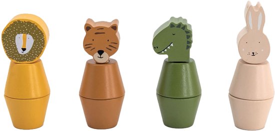 Trixie Houten Schroefdieren - Met 4 Dierenpopjes - 100% FSC Hout - Stimuleert Motoriek & Coördinatie - Voor Jongens en Meisjes