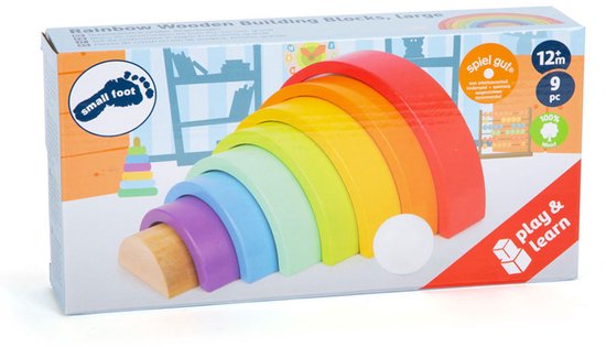small foot Rainbow XL houten bouwstenen, 12-delige set met 2 ballen, vanaf 1 jaar, 11412