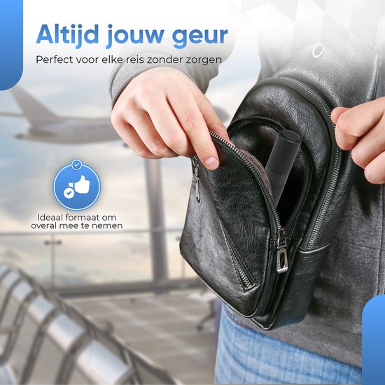 Scenty® - Parfum Verstuiver Navulbaar - Mini Parfum Flesje - Reisflesje - Zwart - Altijd fris!