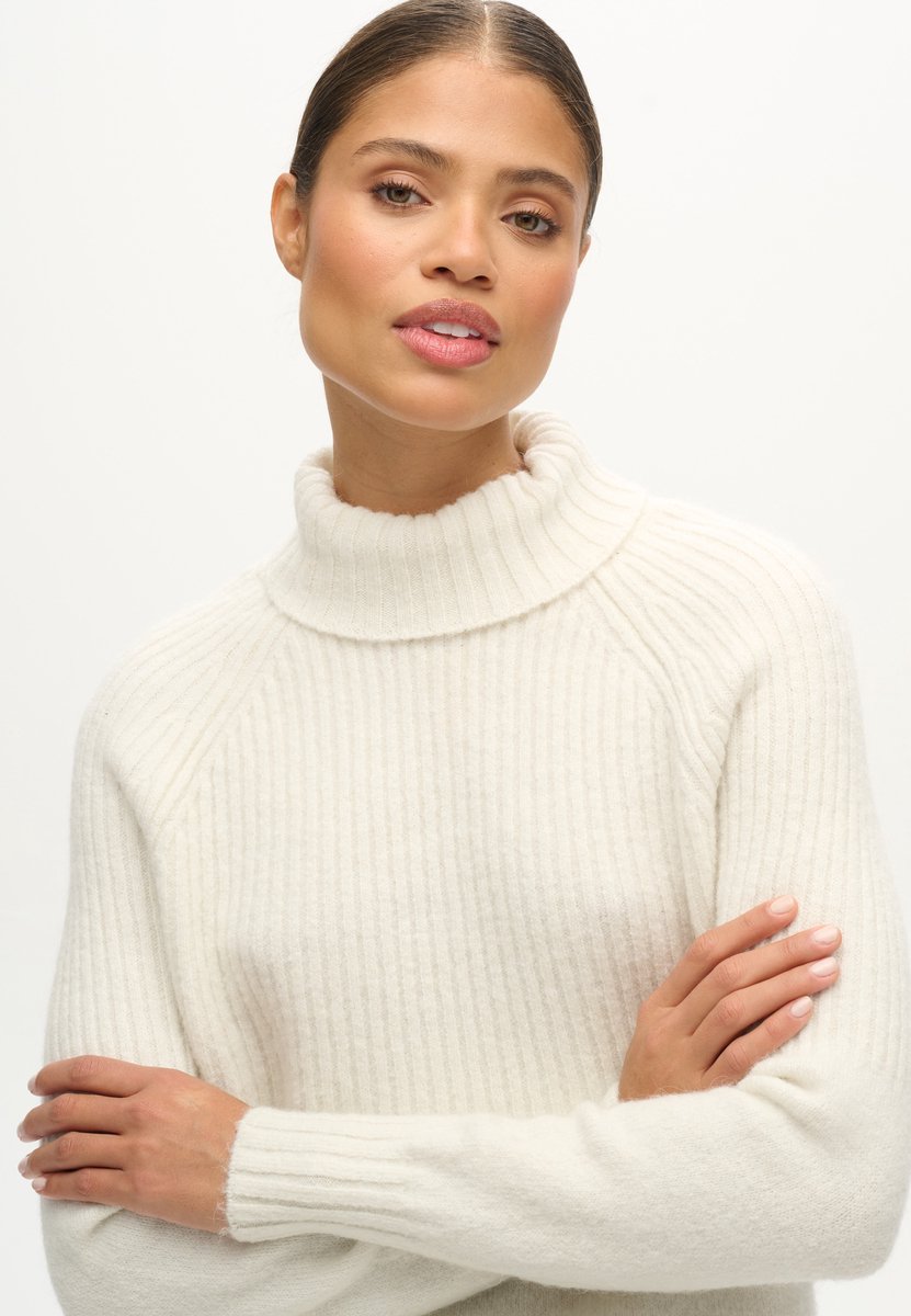 Superdry Essential ribgebreide trui Dames Sweaters Creme