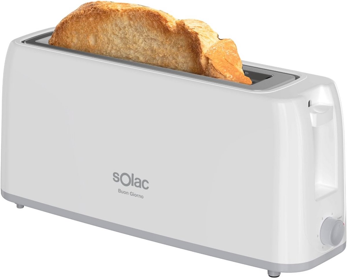 Broodrooster met Lange Sleuf, 800 W, 6 Bruiningsniveaus, Automatisch Centreersysteem, Afneembare Kruimellade