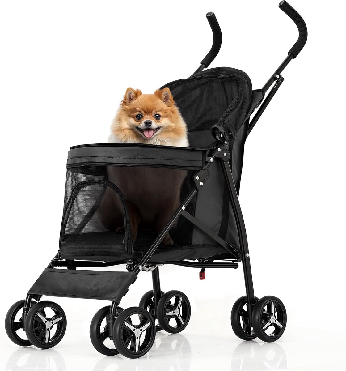 Gemakkelijke te Vouwen Kinderwagen voor Huisdieren met Zonnehoes en Opbergtas