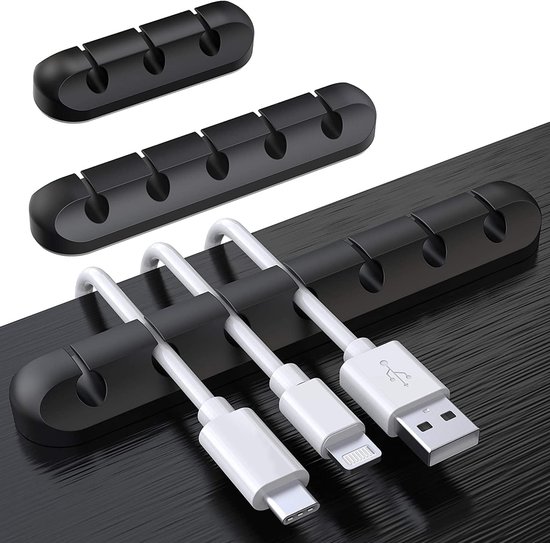 Dracool Magnetisch kabelbeheer 6 sleuven kabelhouder kabelclips zelfklevende kabel opgeruimde draadhouder organisator voor desktop kantoor thuis USB-oplaadkabel muiskabel - zwart