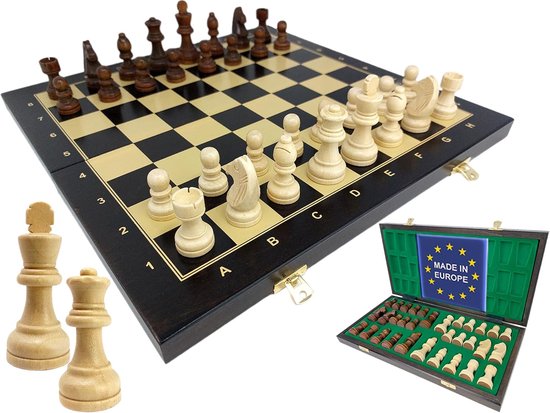 Schaak 11 '' 13''15 '' Magnetische schaak set houten schaakspel met opvouwbare schaakbord 2 extra koninginnen, draagbare reisschaak voor beginners en volwassenen Schaakset (Size : 15.35INCH