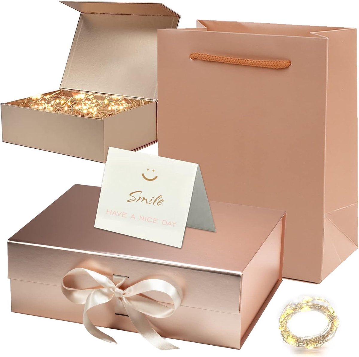 Opvouwbare geschenkdoos met deksel en strik voor elke gelegenheid
