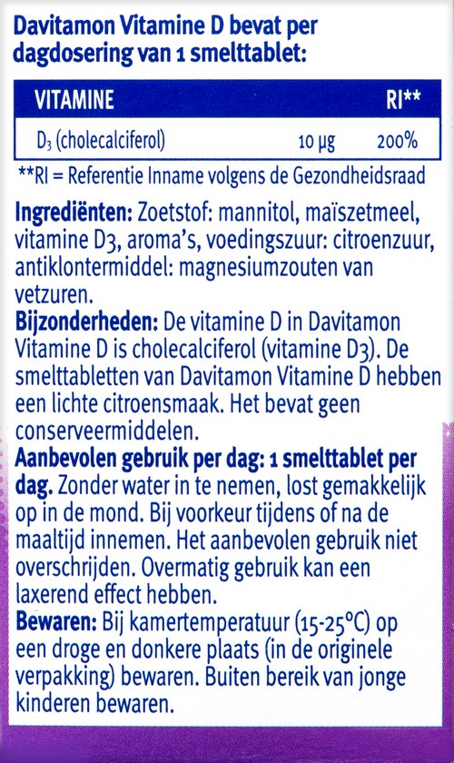 Davitamon Vitamine D Volwassen - vitamine D3 volwassenen - Smelttablet 150 stuks