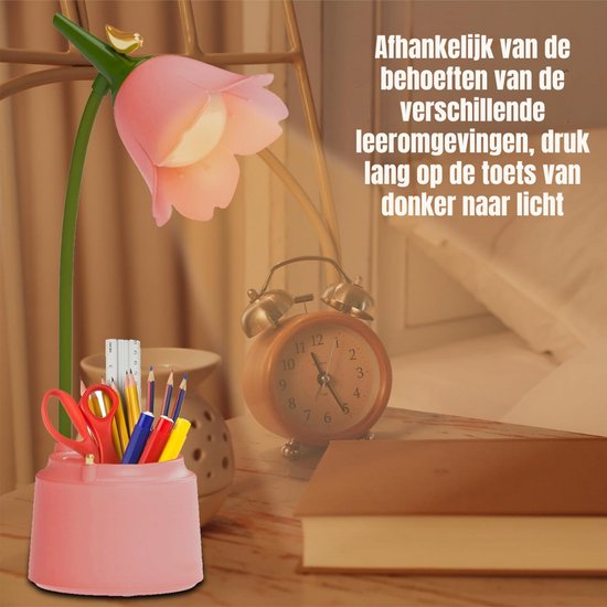 Zylo® Bureaulamp Kinderkamer - Tafellamp Kinderkamer - Voor Jongens en Meisjes - Roze - 15cm x 13cm x 39cm van Zylo® — afbeelding 4