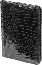 2500-61 A5 Schrijfmap met rits gloss croco zwart