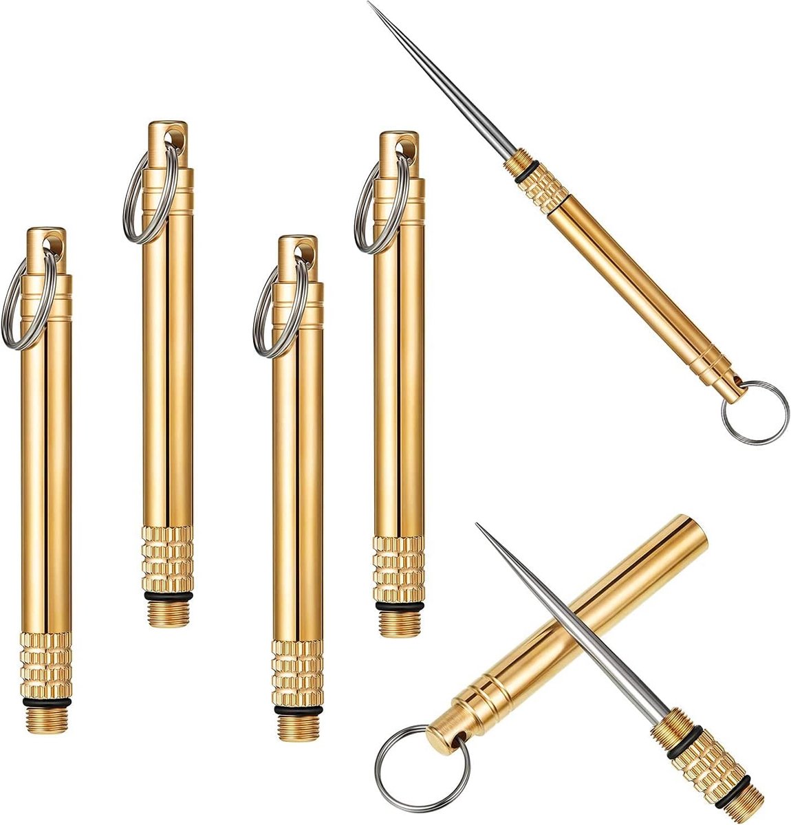 Draagbare titanium tandenstokers - 4 stuks met beschermende houder en sleutelhanger voor picknick en kamperen