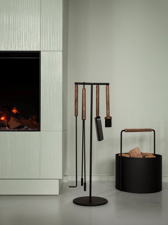 Metrox 355141 Houten mand van rubber (van gerecyclede oude banden, haardhoutmand, 2 handgrepen, hoogte, 34 cm, ø boven 51 cm) 99171