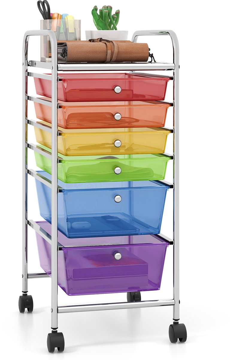 COSTWAY Badkamer trolley badkamer rolwagen laden rolcontainer huishoudelijke trolley mobiele opslag trolley kapwagen badkamer trolley meerkleurig