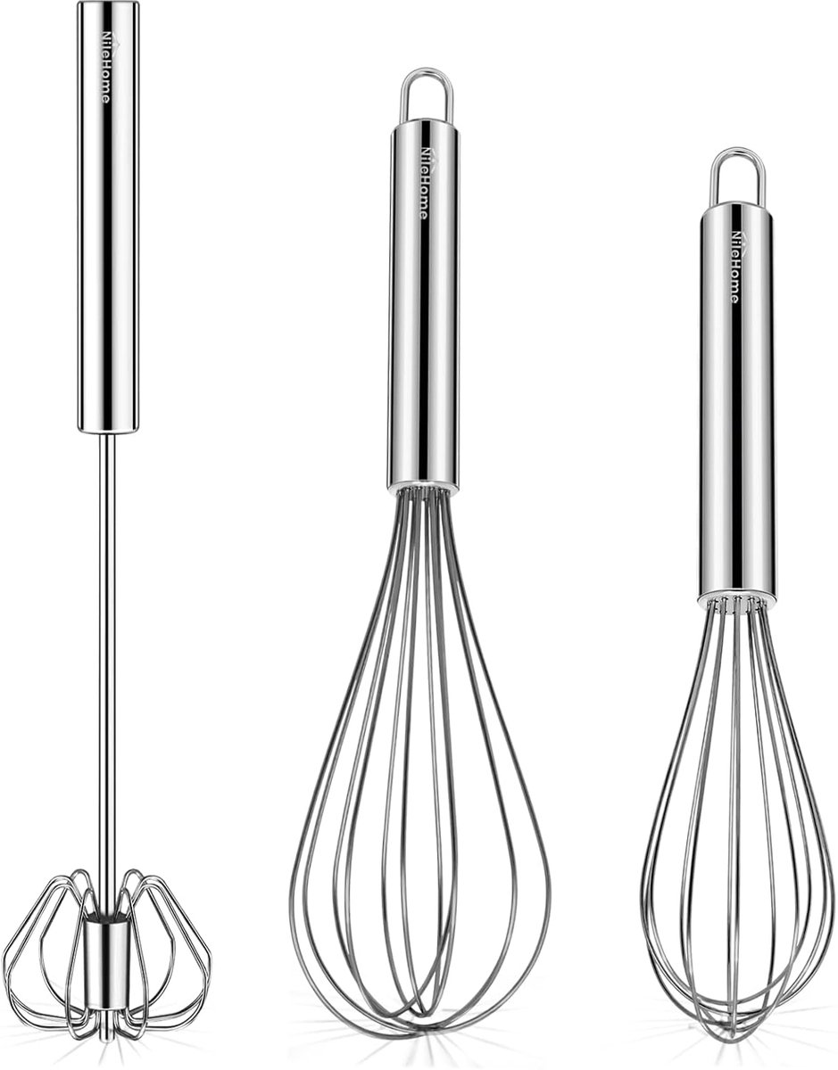 Roestvrijstalen garde set voor keuken – 3 stuks – multifunctionele ballon garde en staafmixer