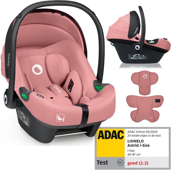 Lionelo Astrid i-Size Siège Auto – Note 5 Étoiles ADAC – 40-87 cm – Dos à la Route (RWF) – Mousse à Mémoire de Forme – Appuie-tête Réglable (7 cm) – Harnais Holmbergs – Compatible avec Base ISOFIX & Poussette – Norme i-Size – Léger & Sécurisé