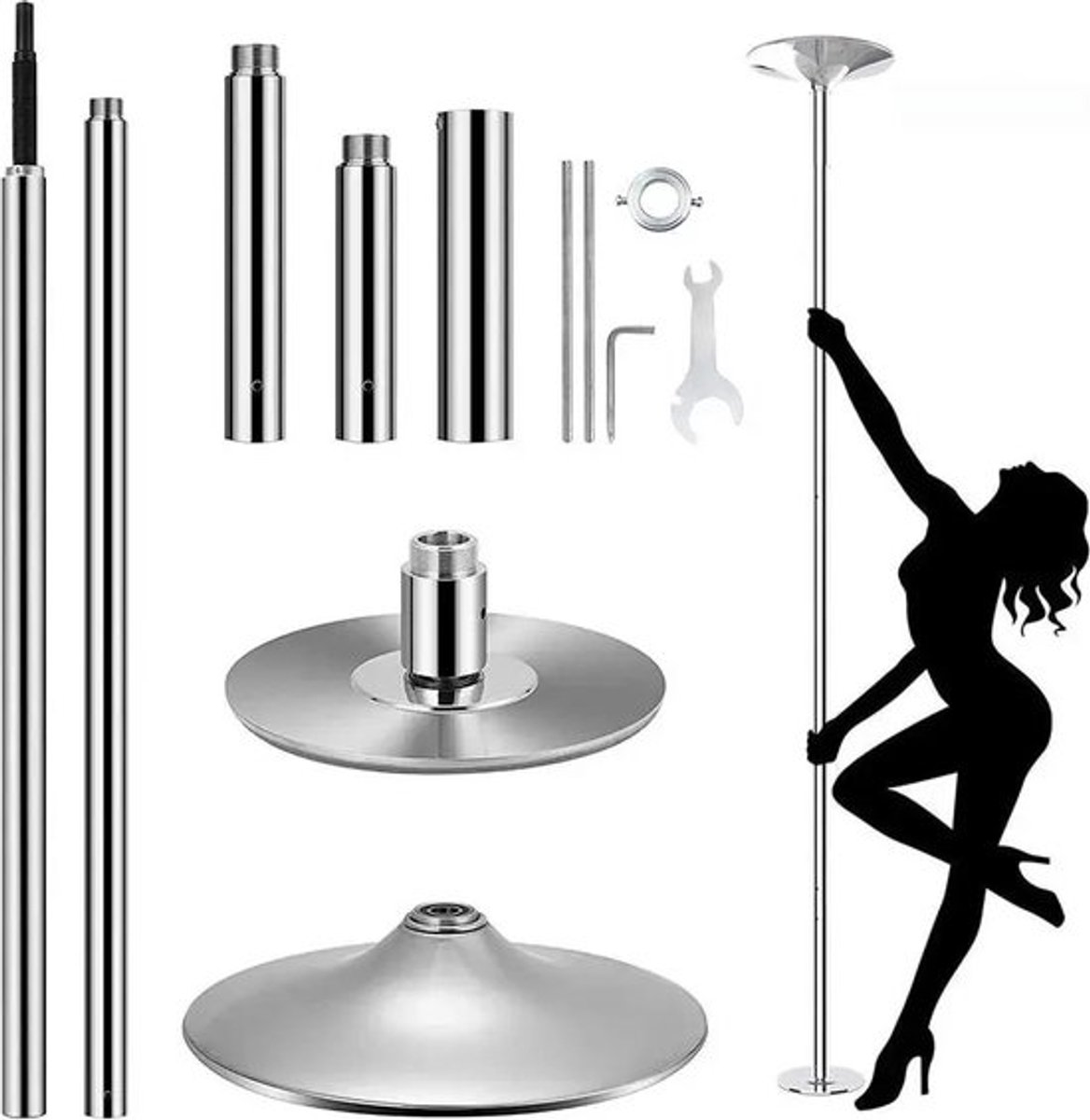 Gran VidaÂ® - Professionele Danspaal - Verstelbaar van 2,35 tot 2,74 m - Roterend & Statistisch - Voor Thuis & Fitness