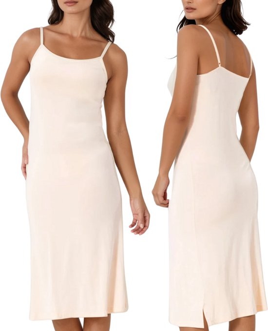 Onderjurk Dames | Bamboe Viscose | Lang (116CM) | Maat L/XL | EU 40-42 | Beige