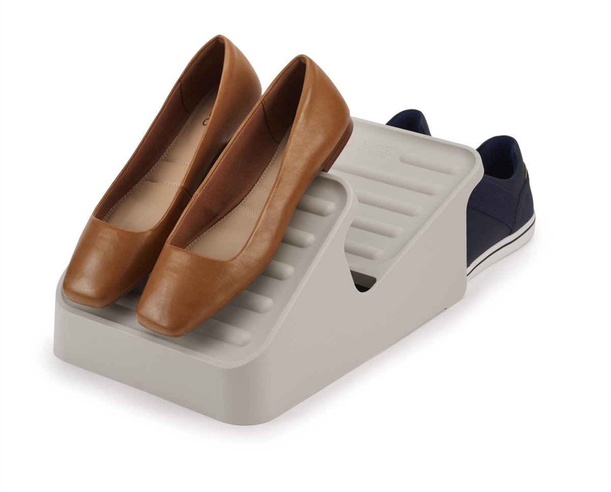 Unyqoos ® Slim en Ruimtebesparend Schoenenrek met Twee Lagen voor Drie Paar Schoenen in Stijlvolle Beige Tint