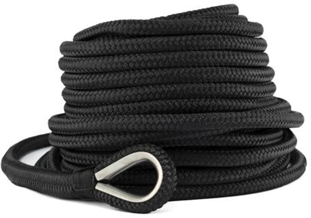 Hollex ankerlijn met lood zwart 12mm rol=20mtr