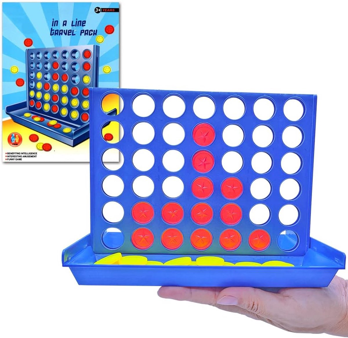 4 op een Rij Spel - Gezellig Reisspel voor Kinderen van 3 tot 6 Jaar - Outdoor Spelletjes voor Onderweg