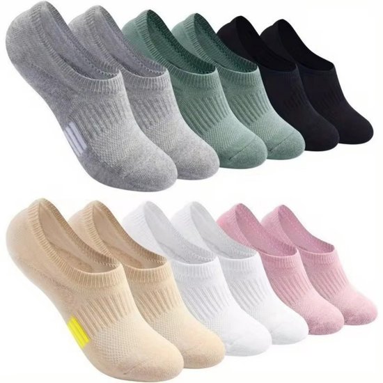 6 paires - Chaussettes de sport femme - 33-41 - Chaussettes basses avec silicone antidérapant - Chaussettes de course - Chaussettes invisibles sans couture pour femme