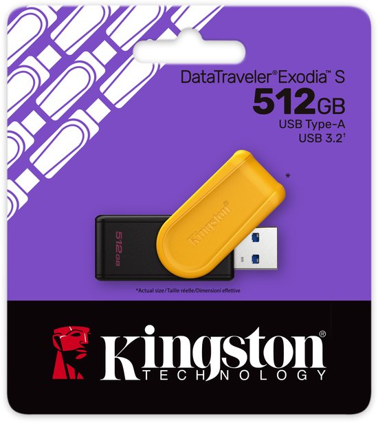 Kingston Technology DataTraveler 512GB Portable USB 3.2 Gen 1 Exodia S (Black/Yellow) van Kingston — afbeelding 2