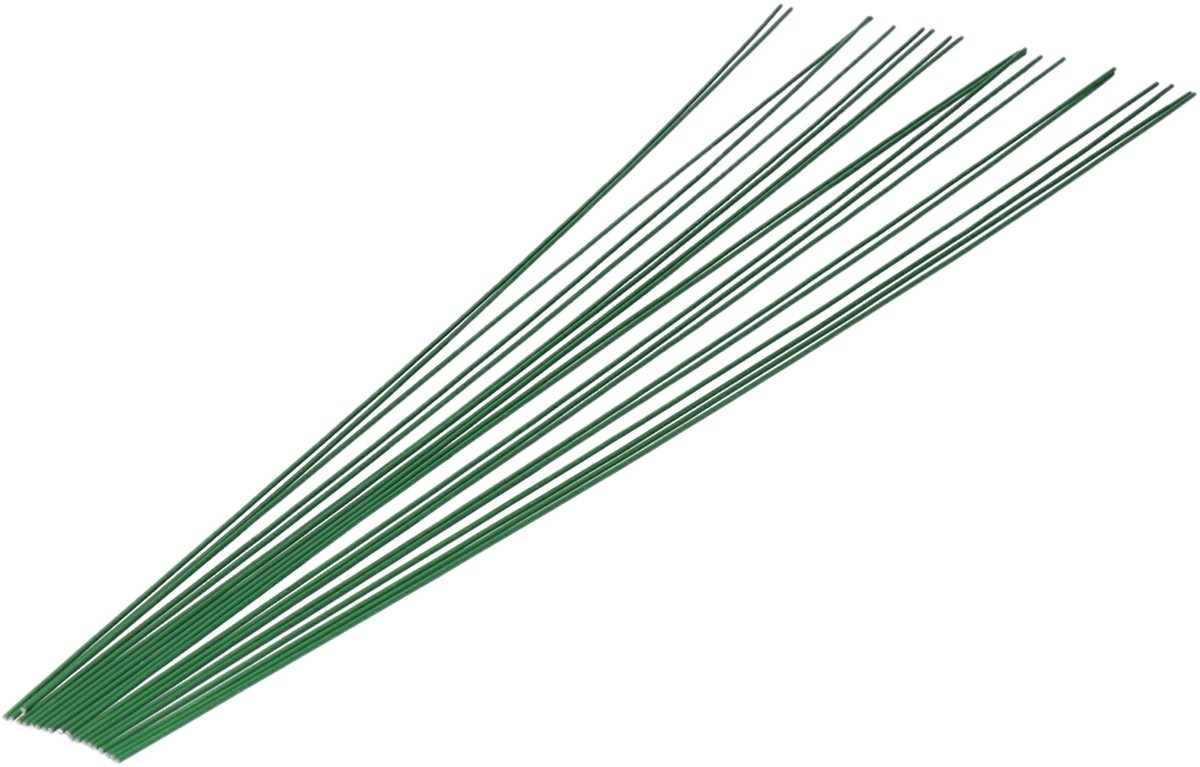 HBX Natural Living Binddraad/wikkeldraad - 20x st - groen - 400 mm x 0,9 mm - hobbydraad/bloemendraad