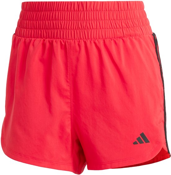 Short d'entraînement tissé taille haute adidas Performance Pacer 3 bandes - Femme - Rouge - XS 13 cm