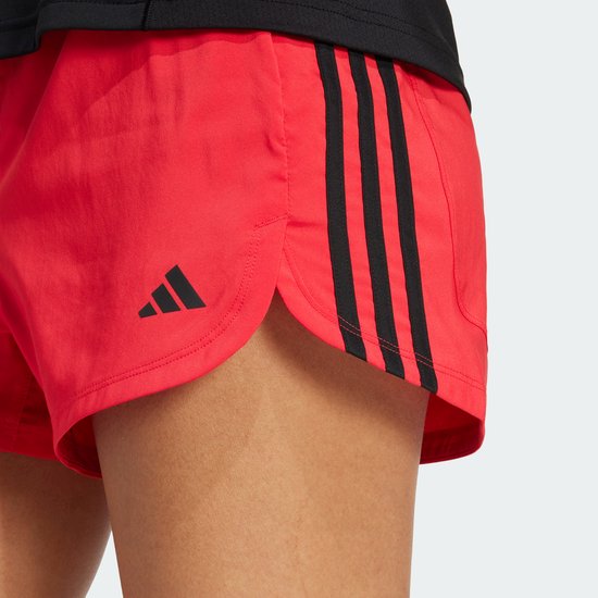 Short d'entraînement tissé taille haute adidas Performance Pacer 3 bandes - Femme - Rouge - XS 13 cm