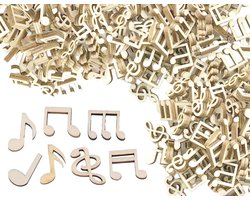 Houten Muzieknotendecoratie - 200 Stuks Gemengde Decoratieve Touch Strooidecoratie voor Concerten, Scrapbooking, Muziekfeest en Bruiloften