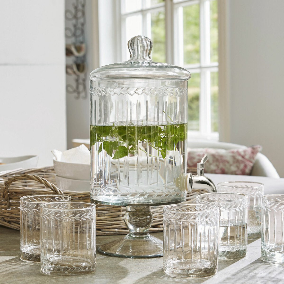 Distributeur De Boisson Makiya En Verre - Robinet Plastique - Transparent 33x22x17cm