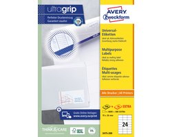 Avery witte etiketten QuickPeel  formaat 70 x 36 mm (b x h) 4.800 stuks 24 per blad doos van 200 blad