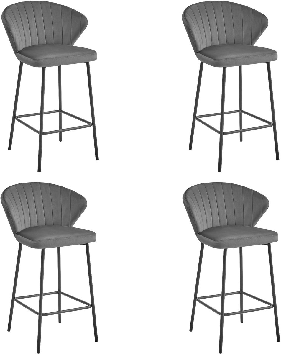 GATTA kruk - donkergrijs fluweel / zwarte poten x 4