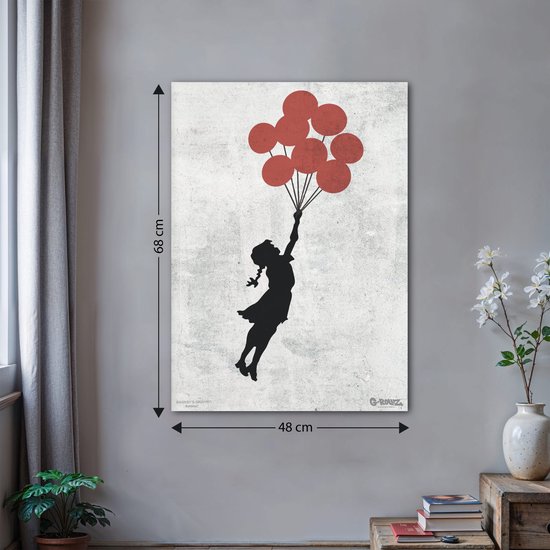 Graffiti Banksy - Balloon Girl - Impression sur toile Premium 48x67,5 cm - Décoration murale
