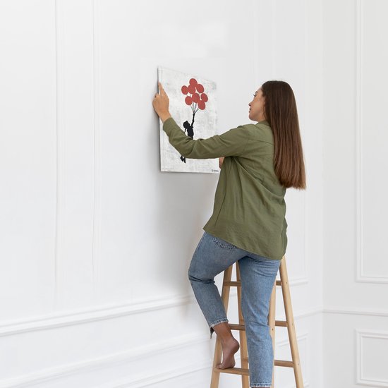 Graffiti Banksy - Balloon Girl - Impression sur toile Premium 48x67,5 cm - Décoration murale
