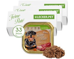 33 x 150 g Lecker.Pet® Gino's Feine Paté Rijk aan Rundvlees Nat hondenvoer Volledig hondenvoer