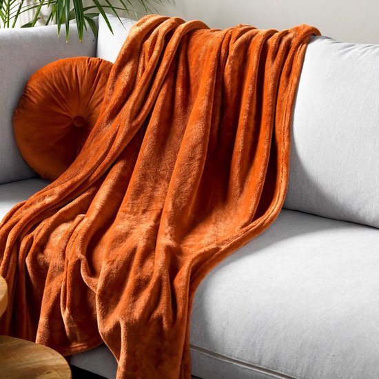 Dutch Decor - SIDNEY - plaid 140x180 cm - fleece deken - 100% gerecycled - Potters Clay - oranje