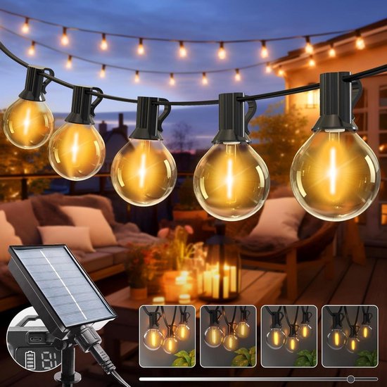 Lichtsnoer Zonne Energie 10M 100 LED Waterdicht Lichtslinger Buitenverlichting Frosty