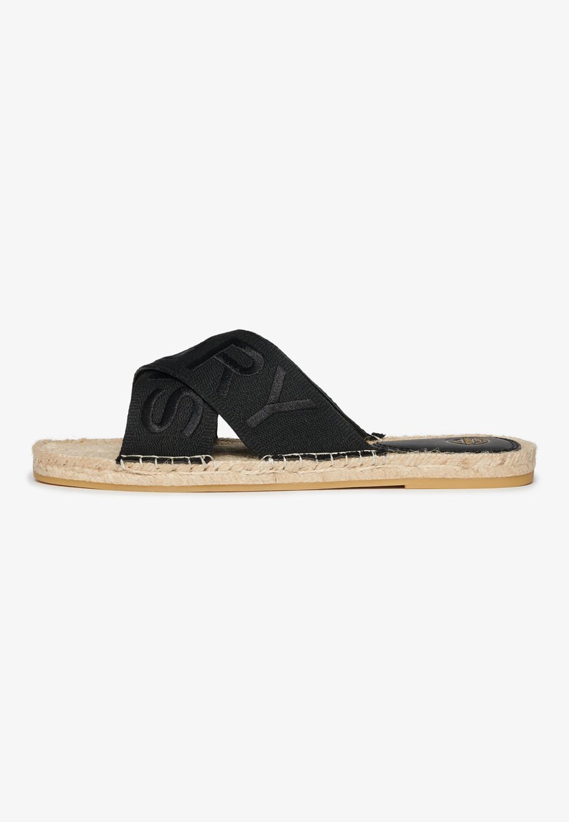 Superdry Espadrille slippers met gekruiste bandjes Dames Slippers Zwart