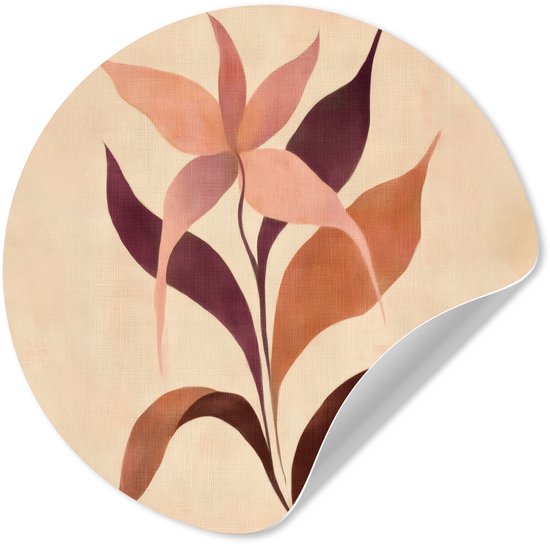WallCircle® - Papier peint cercle 50x50 cm - Stickers muraux minimalistes - Bloem - Feuilles - Beige - Cercle mural salon - Cercle mural chambre - Décoration de chambre autocollante - Accessoires de Décoration murale