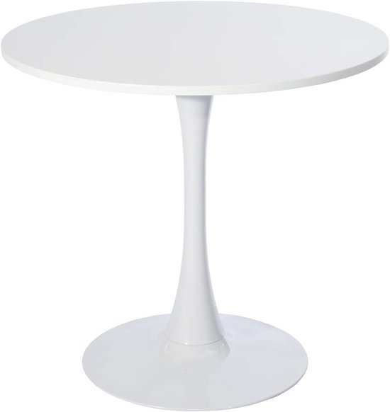Table à manger ronde scandinave pour 2 à 4 personnes - Wit - 80 x 80 x 73 cm