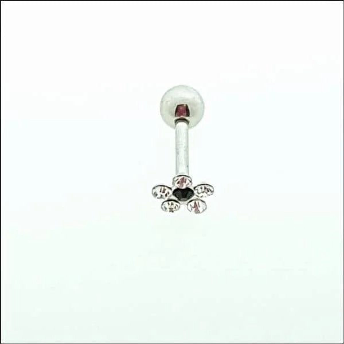 Aramat Jewels | Piercings | Zwarte Bloem Strass Helix Oorbellen | | | |6mm | Staal | Volwassenen | Verkleurd niet