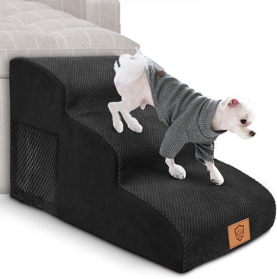 Gardner Pet Hondentrap voor kleine honden, 58 cm, huisdiertrap, hondentrap, 5 treden, hondenhelling van schuim met hoge dichtheid met antislip waterdichte stoffen bekleding voor bed, bank, bank