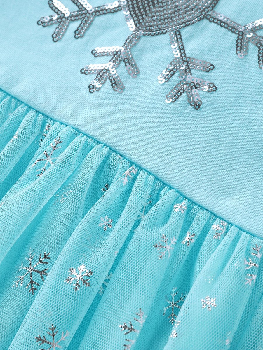 Joya Kids® Blauwe Verkleedjurk Meisjes | Lichtblauw Jurkje met Lange Mouwen & Tule Rok | Comfortabele Prinsessenjurk voor Kinderen | T-shirt Stof | Prinsessenjurk meisje | | — afbeelding 10