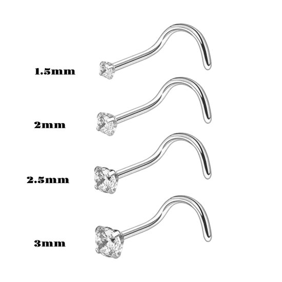 Aramat Jewels-Neuspiercing-Stalen Neuspiercing met Transparante Zirkonia--1.5mm--