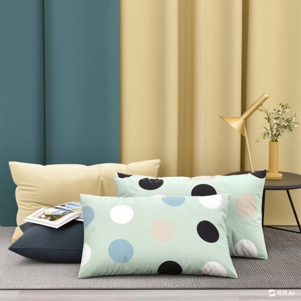 Kussenslopen Set van 2 – 100% Katoen – Zacht & Ademend – Voor Volwassenen & Kinderen – Groen Cirkel Patroon – 48x74 cm – Luxe Kussensloop